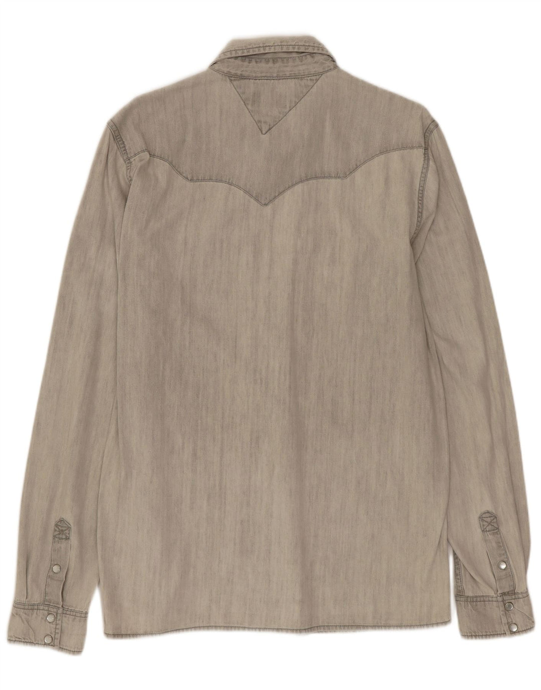 TOMMY HILFIGER Mens Denim Shirt Large Grey Cotton