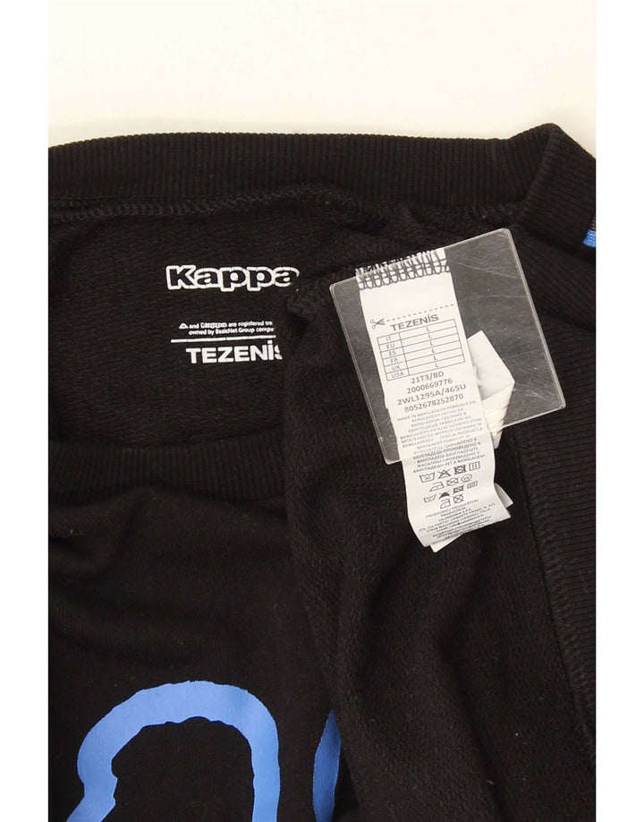 Kappa Mens Graphic Sweatshirt Jumper Large Black Cotton