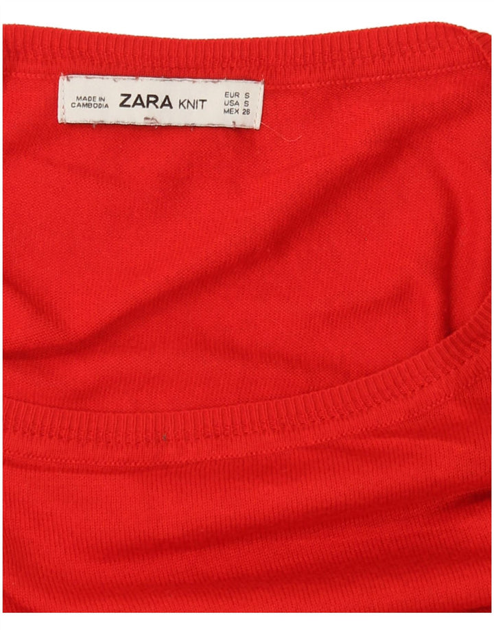 Zara Womens Oversized Boat Neck Jumper Sweater UK 10 Small Red