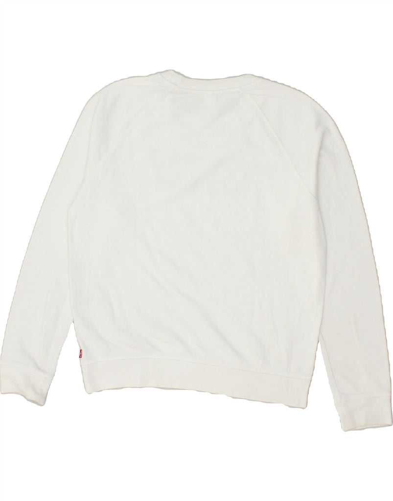 LEVI'S Womens Graphic Sweatshirt Jumper UK 14 Medium White Cotton | Vintage Levi's | Thrift | Second-Hand Levi's | Used Clothing | Messina Hembry 