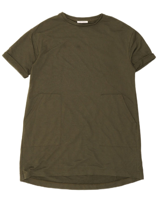 Zara Womens Trafaluc Short Sleeve Jumper Dress UK 14 Medium Khaki