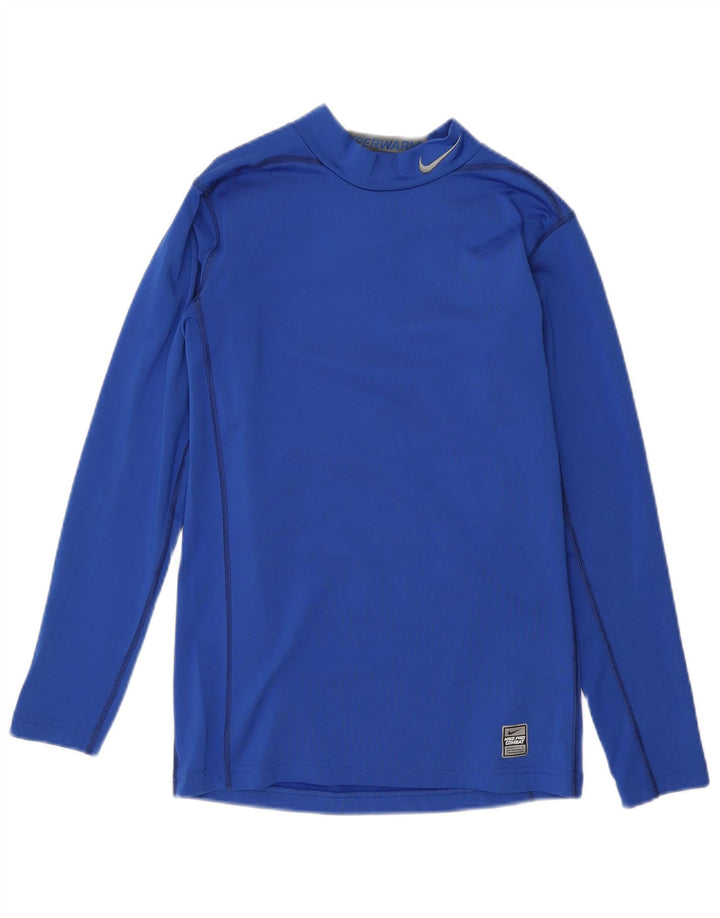 Nike Mens Dri Fit Top Long Sleeve Medium Blue Polyester