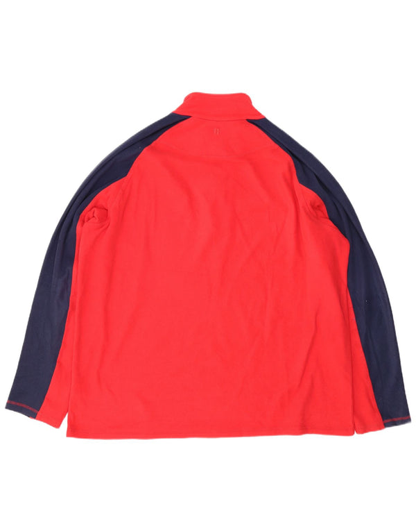 Mountain Warehouse Mens Zip Neck Fleece Jumper 2XL Red Colourblock