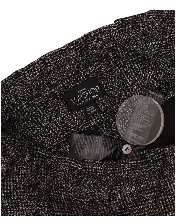 Topshop Womens Cropped Trousers UK 10 Small W28 L22 Grey Check Polyester