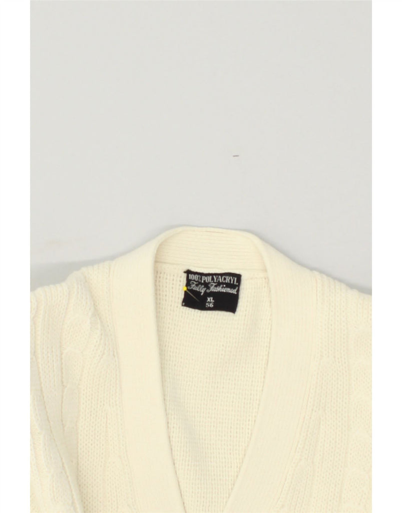 VINTAGE Mens Cardigan Sweater IT 56 XL Off White Polyacrylic | Vintage Vintage | Thrift | Second-Hand Vintage | Used Clothing | Messina Hembry 