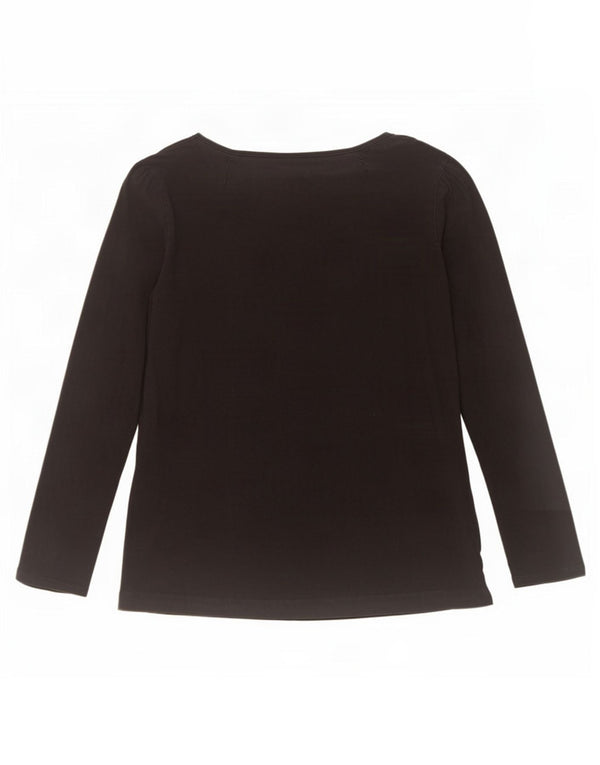 Marks & Spencer Womens Top Long Sleeve UK 16 Large Black Cotton