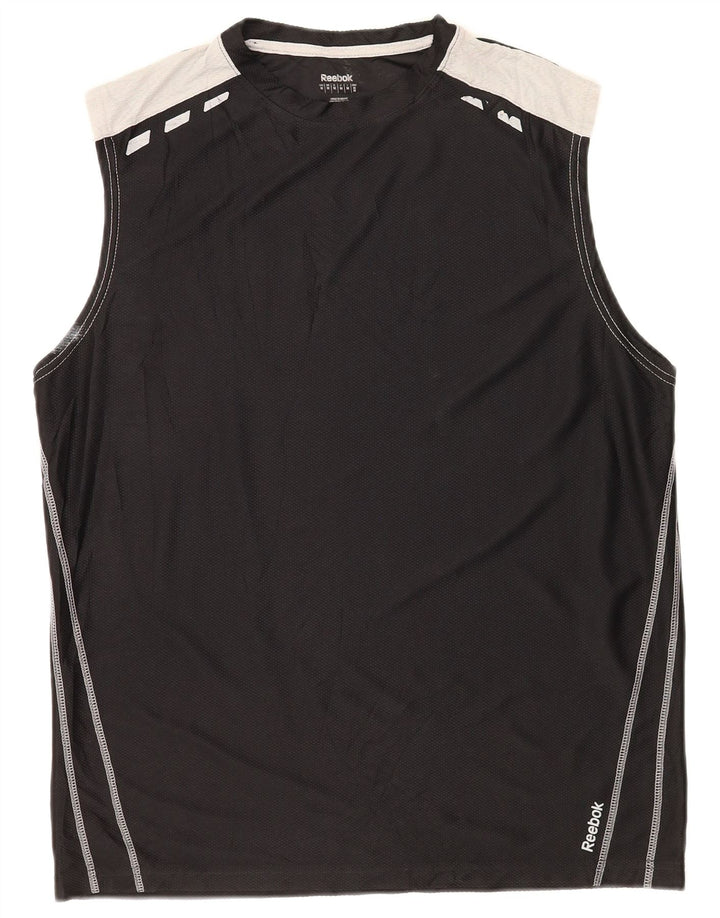 Reebok Mens Vest Top Medium Black Colourblock Polyester