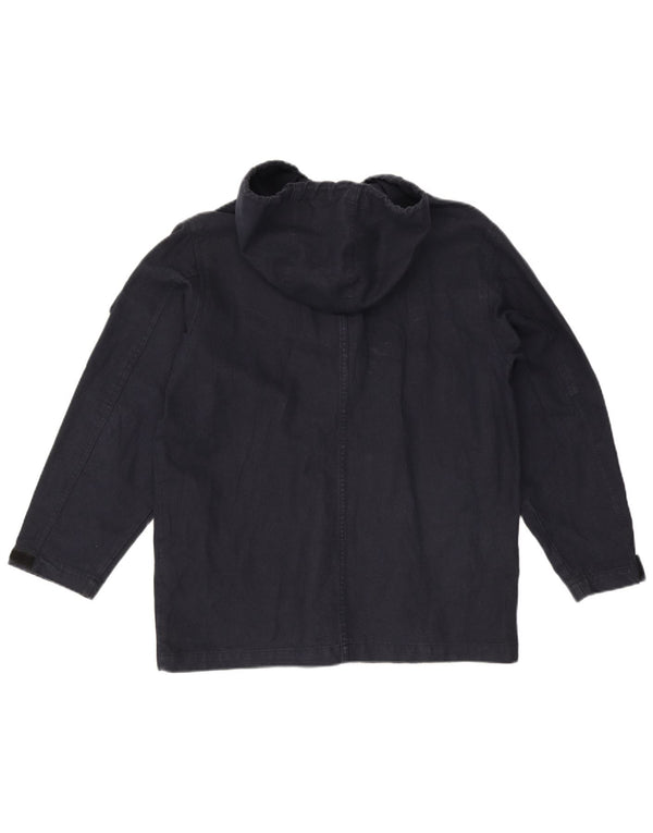 Vintage Mens Hooded Utility Jacket UK 38 Medium Navy Blue
