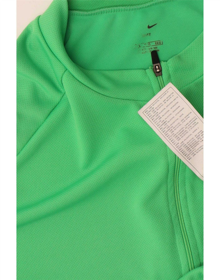 Nike Mens Dri Fit Zip Neck T-Shirt Top Large Green Polyester
