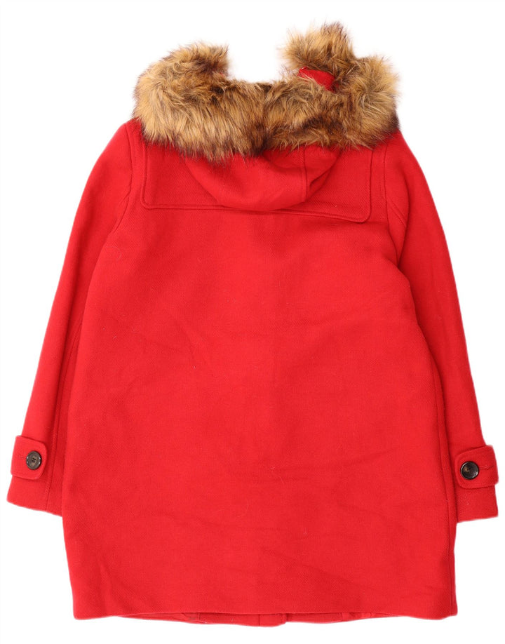 Marks & Spencer Womens Hooded Duffle Coat UK 14 Medium Red Polyester