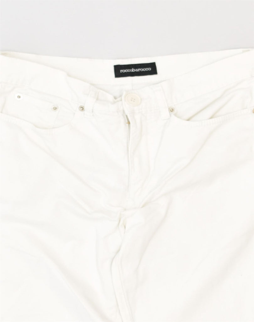 ROCCOBAROCCO Womens Straight Casual Trousers W28 L30 White Cotton | Vintage Roccobarocco | Thrift | Second-Hand Roccobarocco | Used Clothing | Messina Hembry 