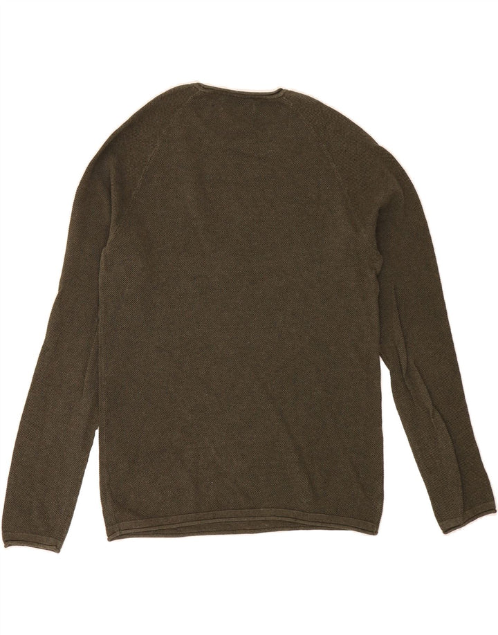 JACK & JONES Mens Crew Neck Jumper Sweater Medium Khaki Cotton Vintage Jack & Jones and Second-Hand Jack & Jones from Messina Hembry 