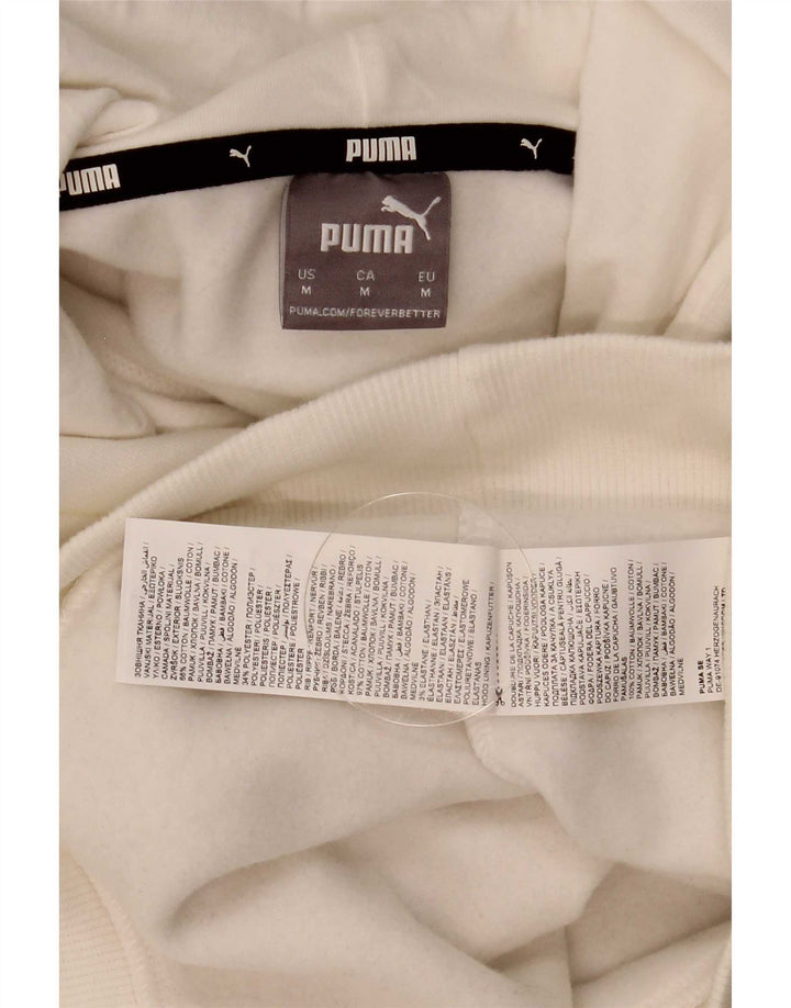Puma Mens Graphic Hoodie Jumper Medium White Cotton