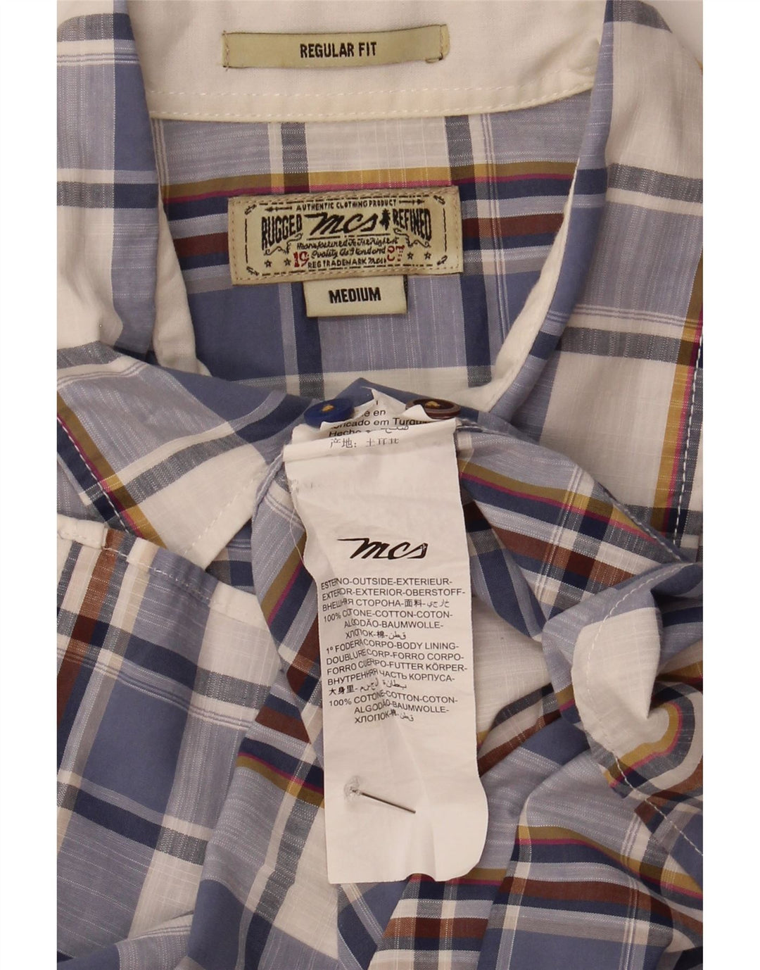 Marlboro Classics Mens Short Sleeve Regular Fit Shirt Medium Blue Check