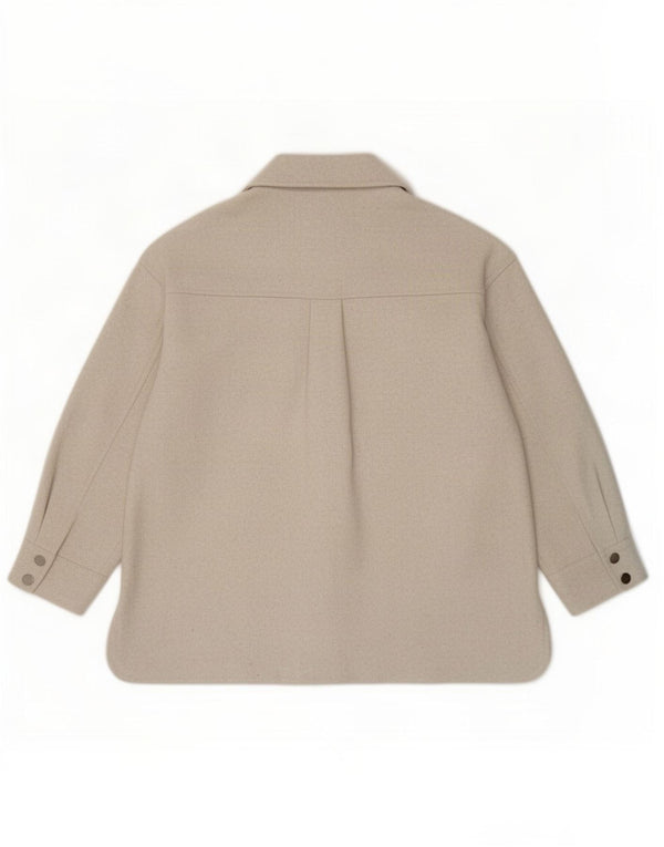 Zara Womens Overshirt Loose Fit Shirt UK 14 Medium Beige Polyester