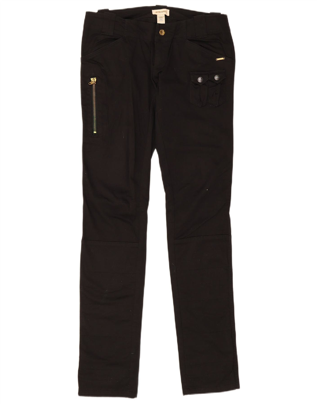 Diesel Womens Slim Cargo Trousers W30 L35 Black Cotton