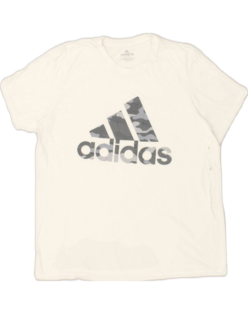 ADIDAS Mens Graphic T-Shirt Top XL White Cotton | Vintage Adidas | Thrift | Second-Hand Adidas | Used Clothing | Messina Hembry 