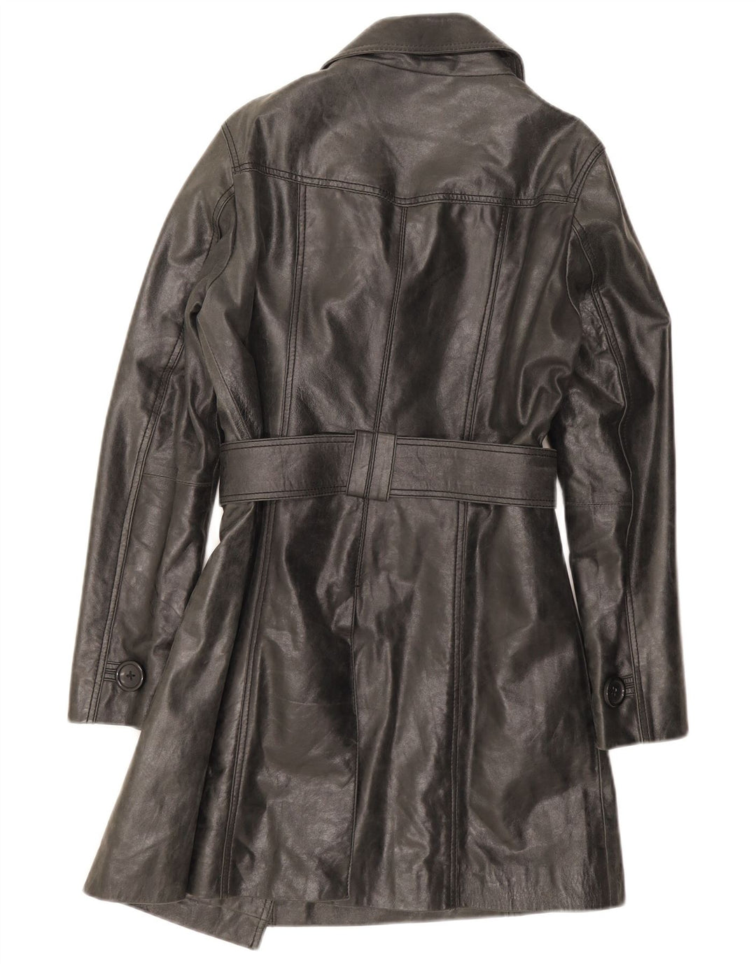 Oakwood Womens Trench Leather Coat UK 14 Medium Black