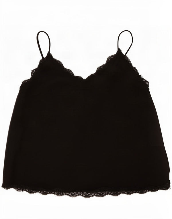 Zara Womens Crop Cami Top UK 16 Large Black Polyester