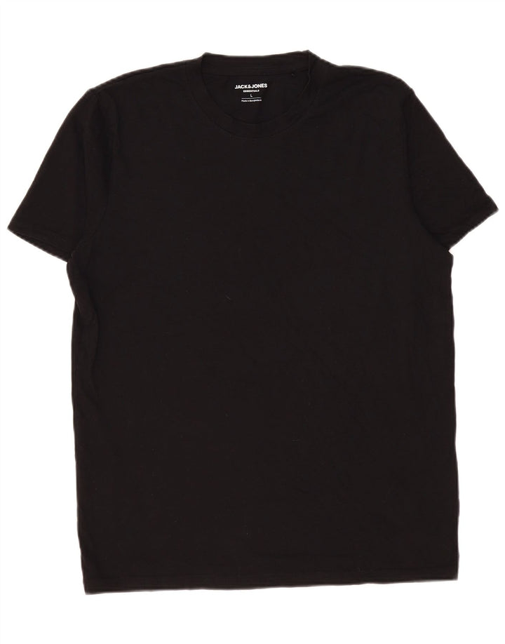 Jack & Jones Mens T-Shirt Top Large Black Cotton