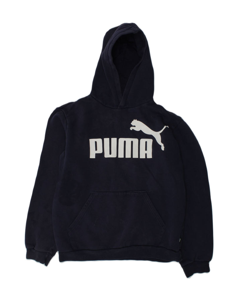 PUMA Boys Graphic Hoodie Jumper 15-16 Years Navy Blue Cotton | Vintage Puma | Thrift | Second-Hand Puma | Used Clothing | Messina Hembry 