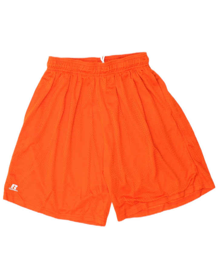 RUSSELL ATHLETIC Mens Sport Shorts Large  Orange Polyester