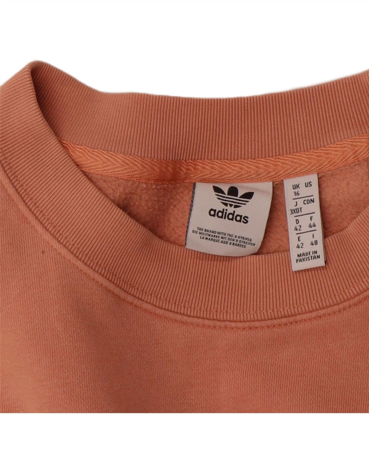 Adidas Womens Oversized Sweatshirt Jumper UK 16 Large Orange Cotton