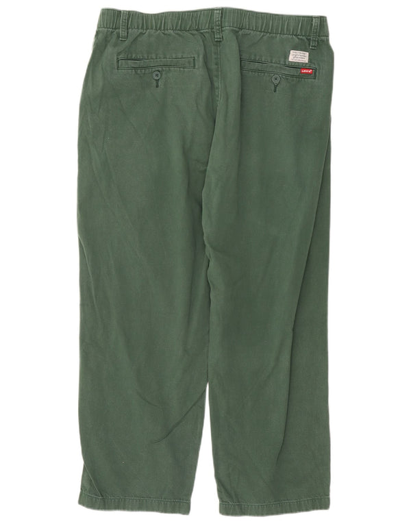 Levi's Mens Straight Crop Chino Trousers Large W34 L24 Green Cotton