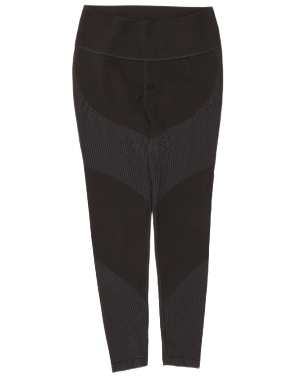 Puma Womens Graphic Leggings UK 14 Large Black Striped