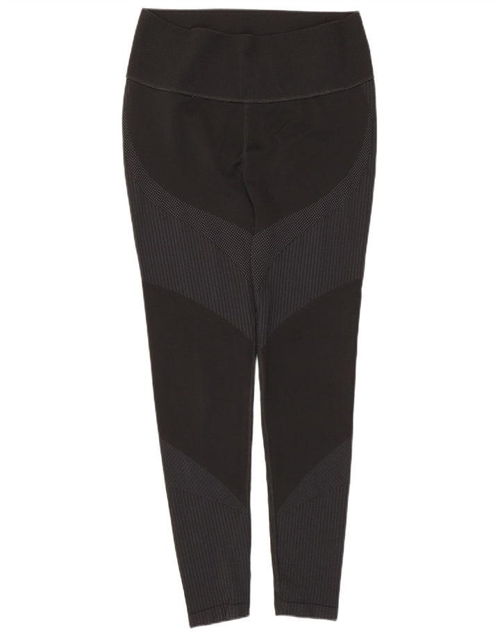 Puma Womens Graphic Leggings UK 14 Large Black Striped