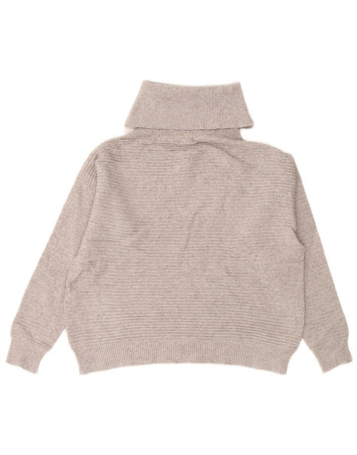 Phase Eight Womens Crop Roll Neck Jumper Sweater UK 14 Medium Grey Viscose