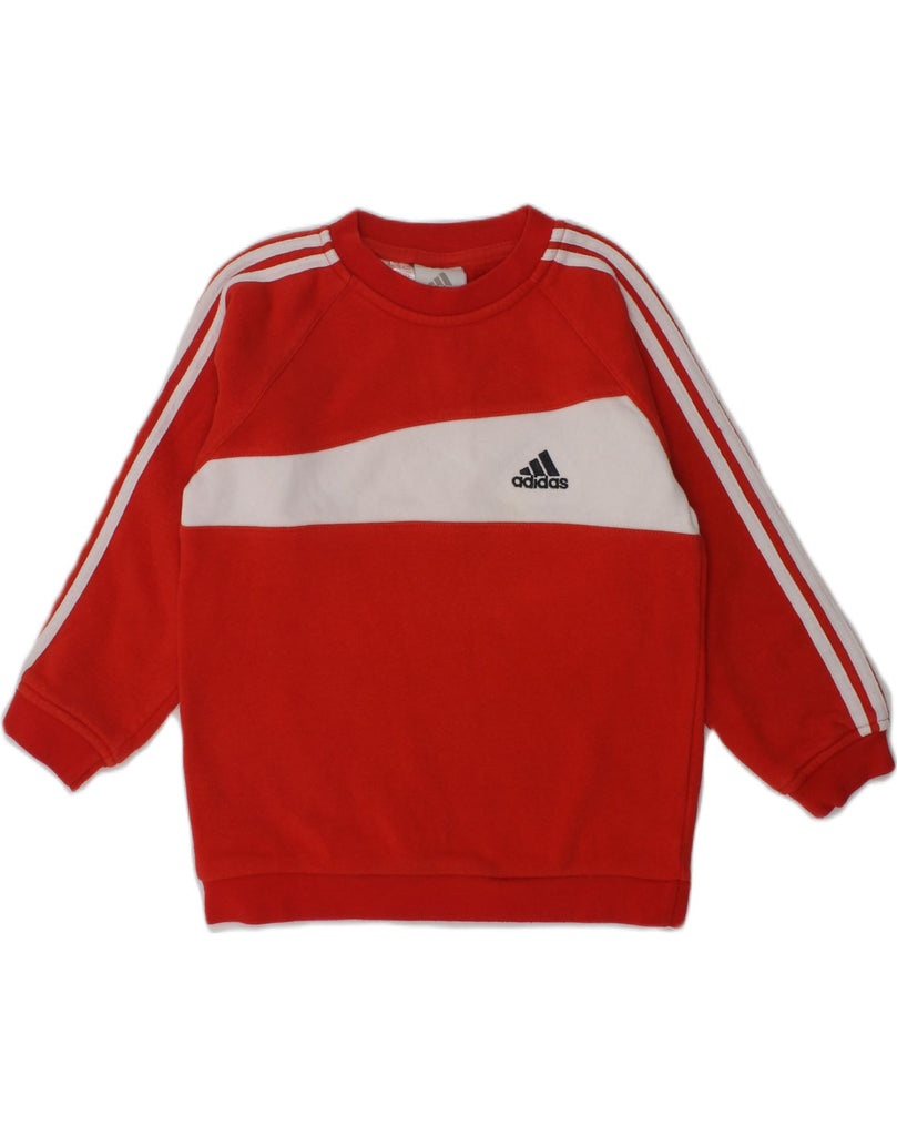 ADIDAS Boys Sweatshirt Jumper 3-4 Years Red Colourblock Cotton | Vintage Adidas | Thrift | Second-Hand Adidas | Used Clothing | Messina Hembry 