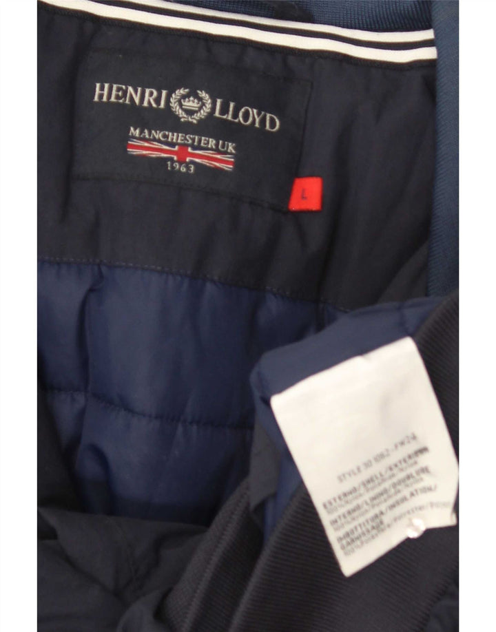 Henri Lloyd Mens Graphic Bomber Jacket UK 40 Large Navy Blue Nylon