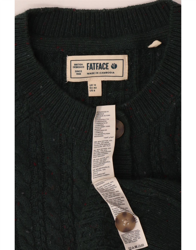 FAT FACE Womens Oversized Cardigan Sweater UK 12 Medium  Green Flecked Vintage Fat Face and Second-Hand Fat Face from Messina Hembry 