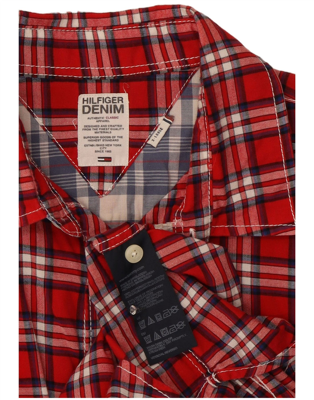 Tommy Hilfiger Mens Shirt XL Red Check Cotton