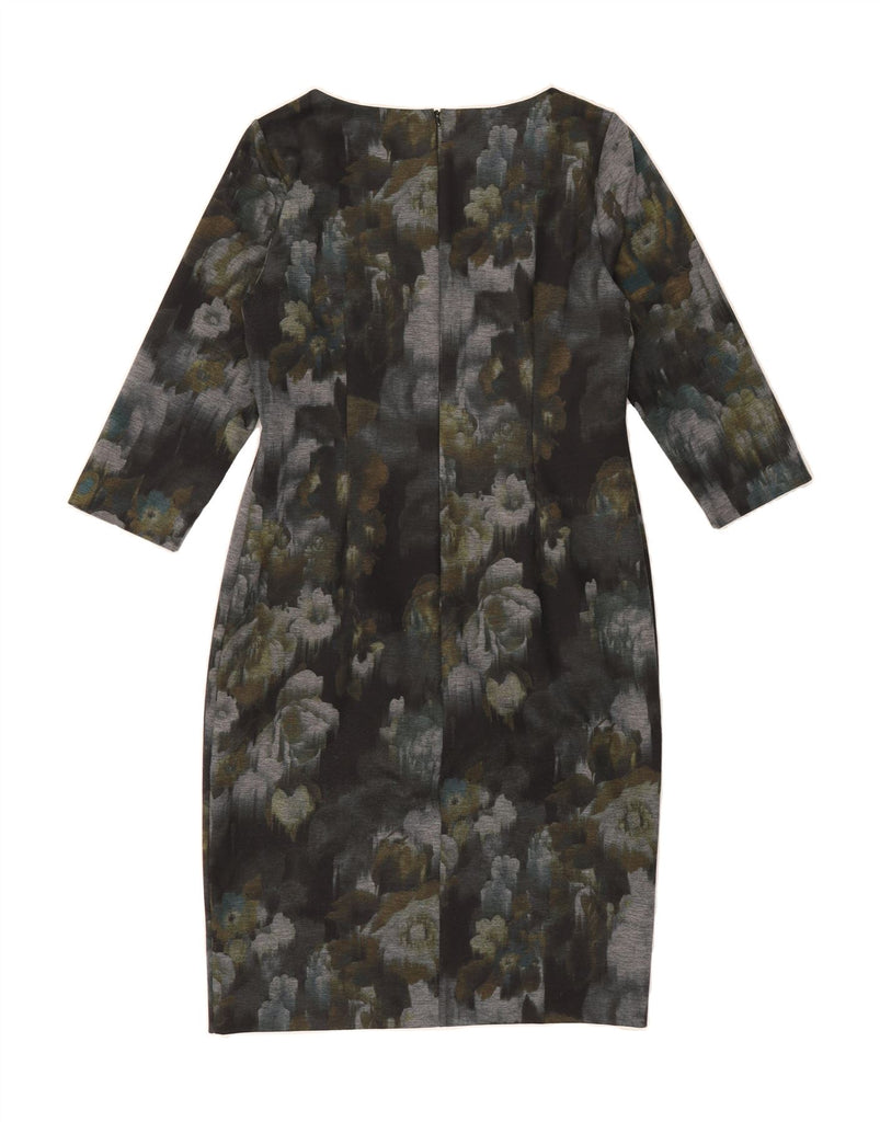 LAURA ASHLEY Womens 3/4 Sleeve Sheath Dress UK 12 Medium  Black Floral Vintage Laura Ashley and Second-Hand Laura Ashley from Messina Hembry 