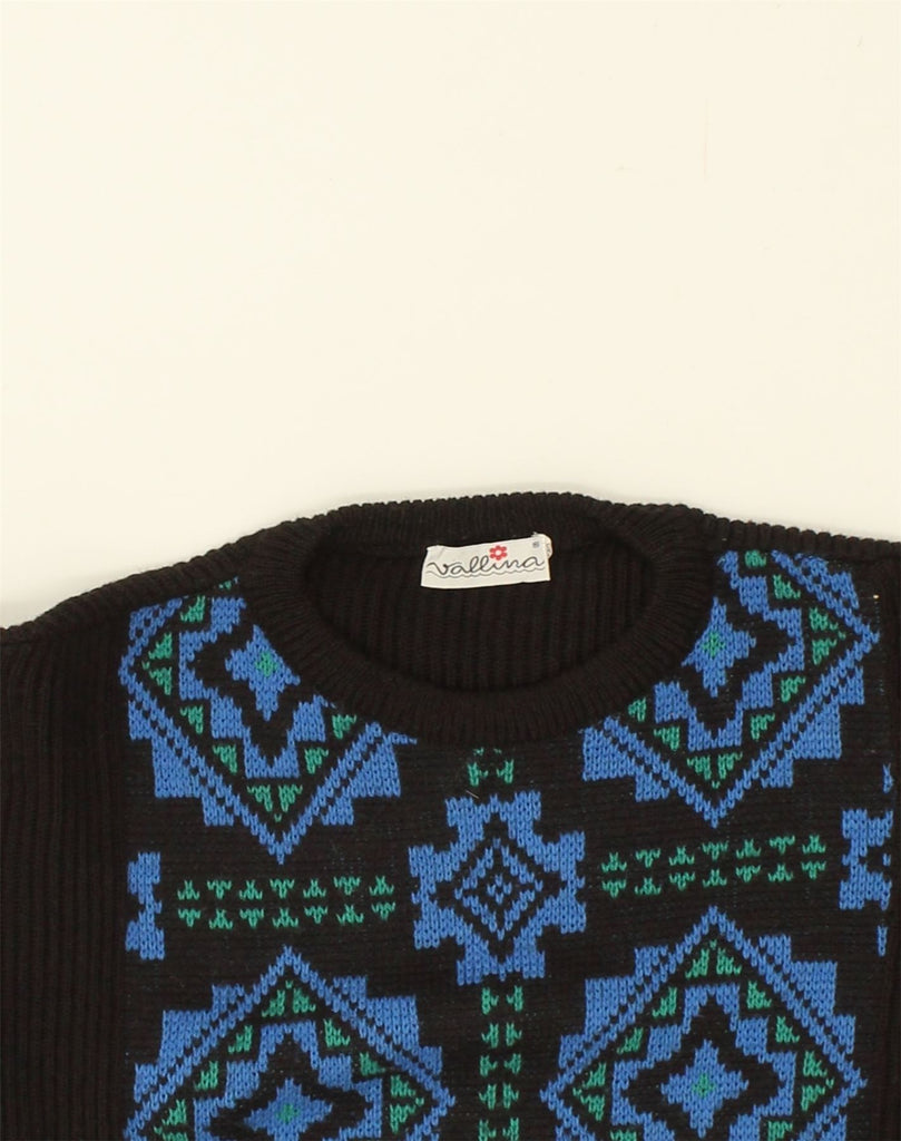 VINTAGE Womens Crew Neck Jumper Sweater UK 18 XL Black Fair Isle Acrylic | Vintage Vintage | Thrift | Second-Hand Vintage | Used Clothing | Messina Hembry 