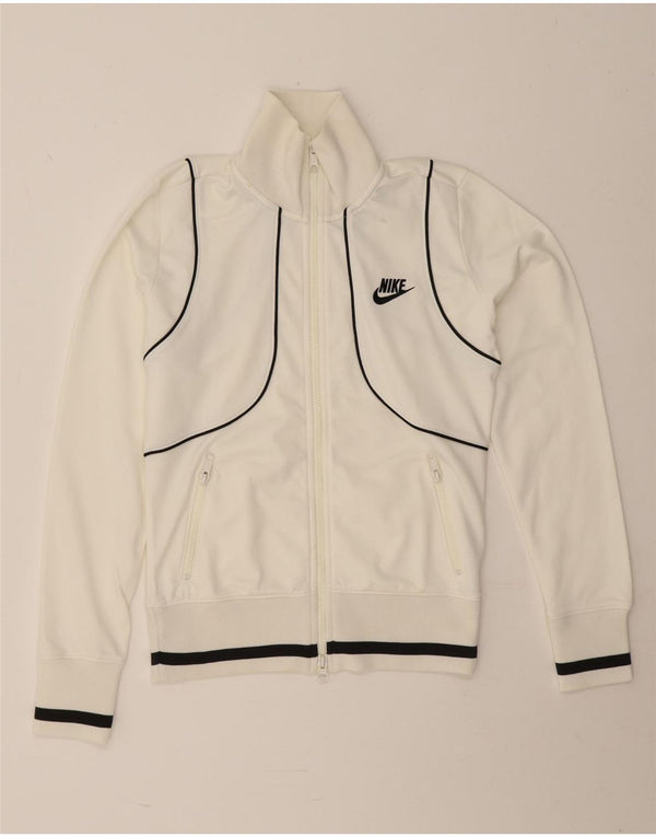 Nike Womens Tracksuit Top Jacket UK 8/10 Small White Polyester