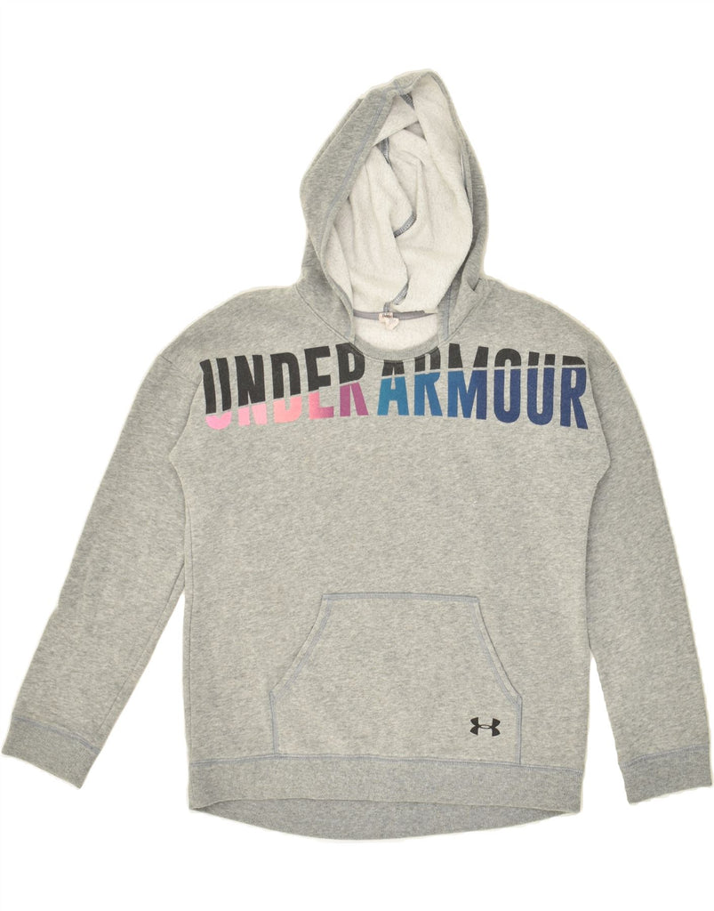 UNDER ARMOUR Girls Graphic Hoodie Jumper 14-15 Years Large Grey | Vintage Under Armour | Thrift | Second-Hand Under Armour | Used Clothing | Messina Hembry 