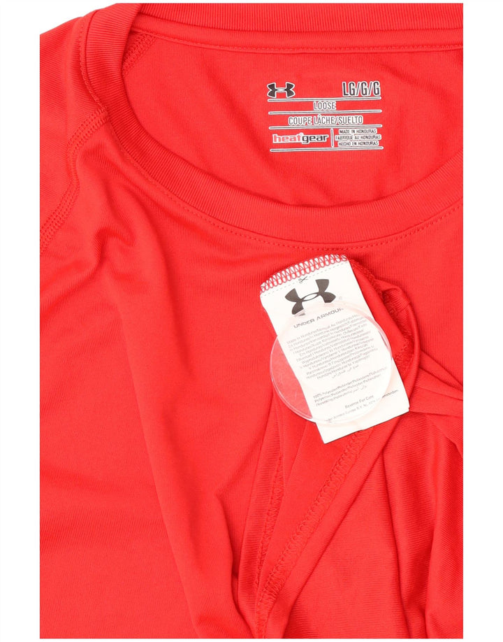 Under Armour Mens Heat Gear T-Shirt Top Large Red Polyester