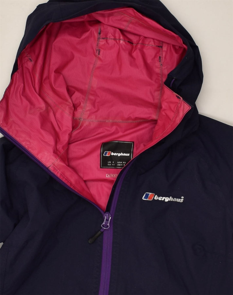 BERGHAUS Womens Hooded Rain Jacket UK 8 Small  Navy Blue Polyamide | Vintage Berghaus | Thrift | Second-Hand Berghaus | Used Clothing | Messina Hembry 