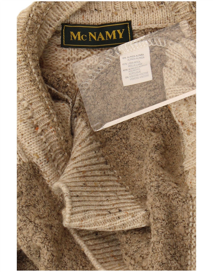 Vintage Mens V-Neck Jumper Sweater Large Brown Striped Wool