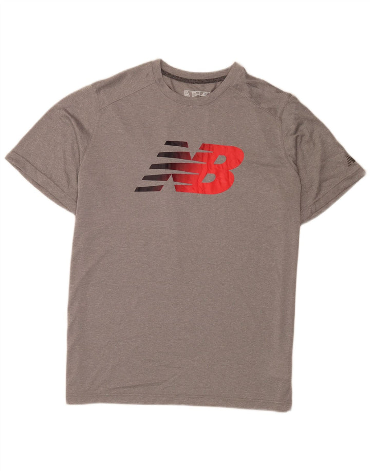 New Balance Mens Graphic T-Shirt Top XL Grey Polyester