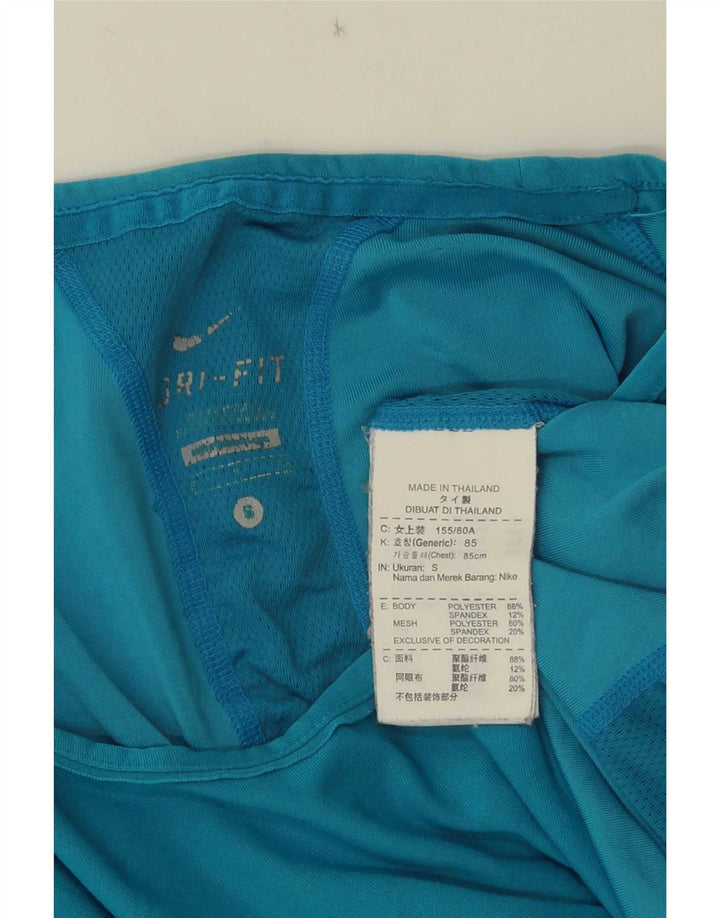 Nike Womens Dri Fit T-Shirt Top UK 10 Small Blue Polyester