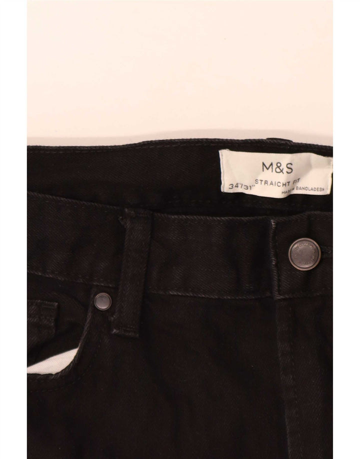 Marks & Spencer Mens Straight Jeans W34 L31 Black Cotton