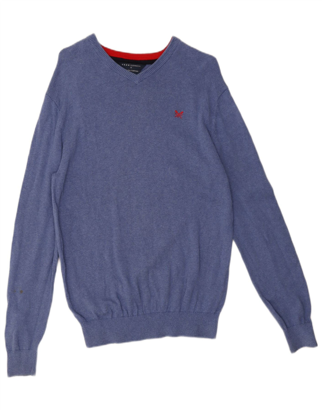 Crew Clothing Mens V-Neck Jumper Sweater Medium Blue Cotton