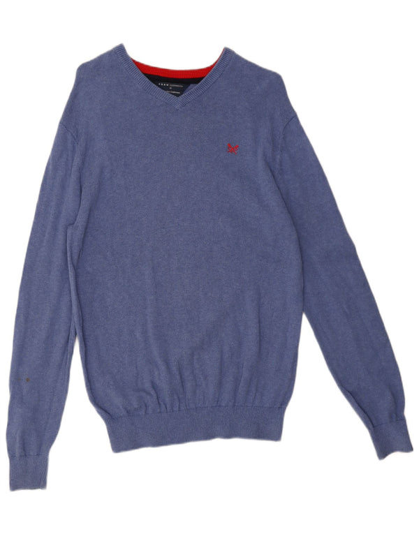 Crew Clothing Mens V-Neck Jumper Sweater Medium Blue Cotton