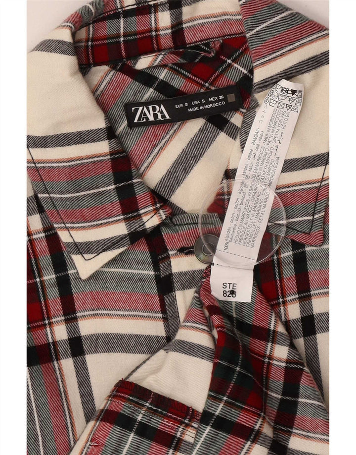 Zara Womens Oversized Utility Jacket UK 10 Small Multicoloured Check