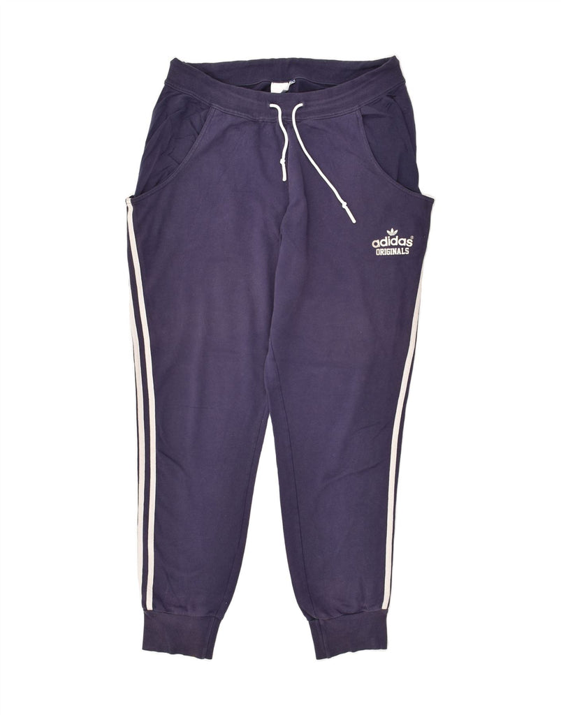 ADIDAS Womens Tracksuit Trousers Joggers IT 46 Large Navy Blue Cotton | Vintage Adidas | Thrift | Second-Hand Adidas | Used Clothing | Messina Hembry 