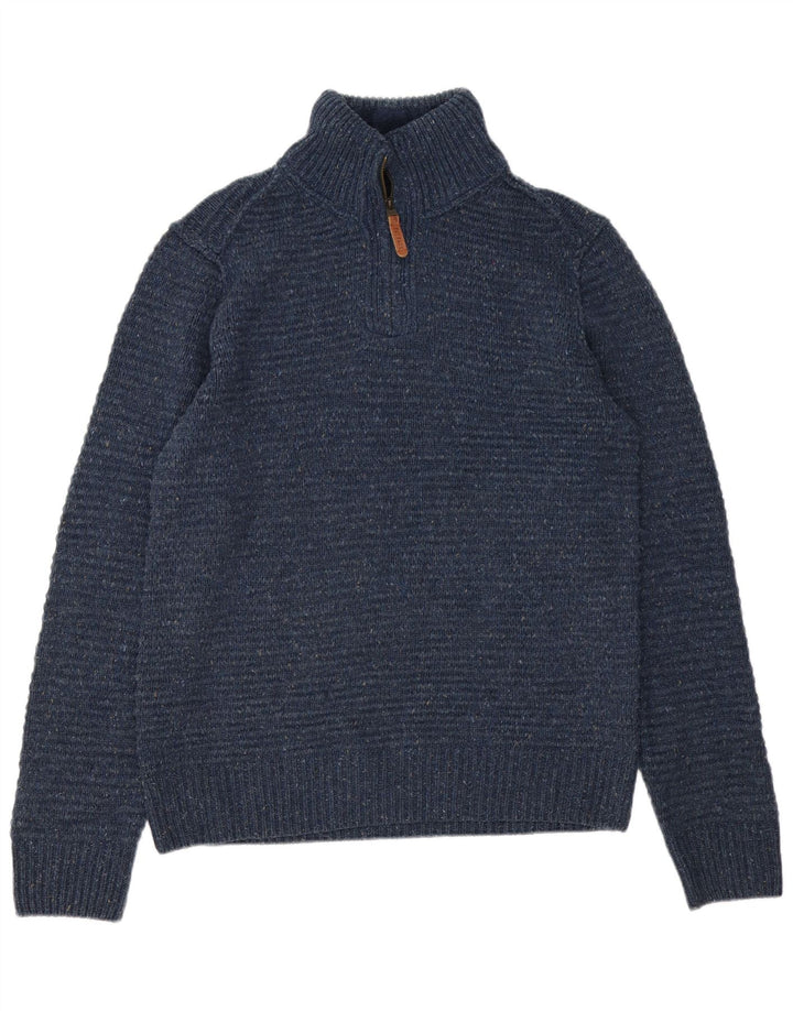 Fat Face Mens Zip Neck Jumper Sweater Medium Blue Acrylic